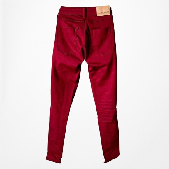Zara Burgundy Red High Waisted Skinny Jeans Pants Trousers Size XS - Picture 7 of 8
